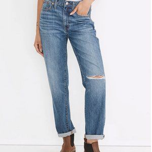 Madewell Slouchy Boyjean in Standen Wash: Slit-Knee Edition